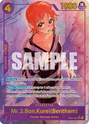 Mr.2.Bon.Kurei (Bentham) (Alternate Art) (EB01-061) - Extra Booster: Memorial Collection Foil