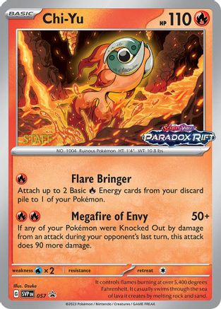 Chi-Yu - 057 (Prerelease) [Staff] 57 - SV Scarlet  Violet Promo Cards Holofoil