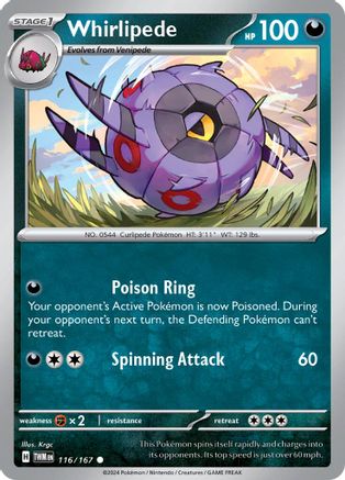 Whirlipede 116/167  - Reverse Holofoil SV06 Twilight Masquerade - Common