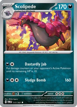 Scolipede 117/167  - Reverse Holofoil SV06 Twilight Masquerade - Uncommon