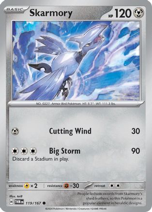 Skarmory 119/167  - Reverse Holofoil SV06 Twilight Masquerade - Common