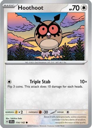 Hoothoot 114/142  - Reverse Holofoil SV07 Stellar Crown - Common