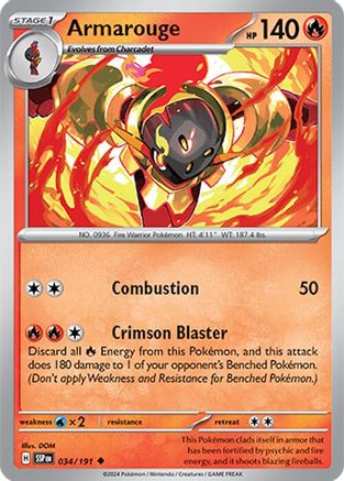 Armarouge 034/191  - Reverse Holofoil SV08 Surging Sparks - Uncommon