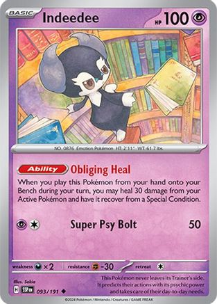 Indeedee 093/191  - Reverse Holofoil SV08 Surging Sparks - Uncommon