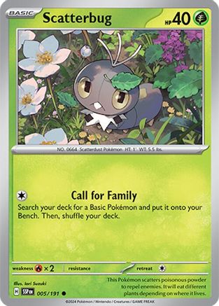 Scatterbug 005/191  - Reverse Holofoil SV08 Surging Sparks - Common