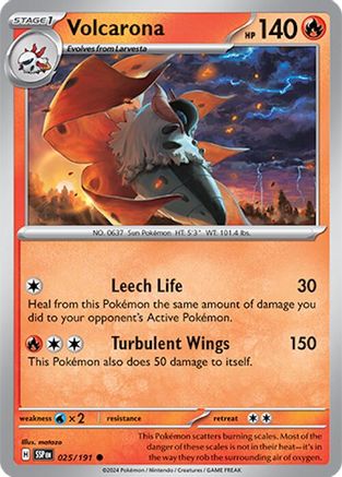 Volcarona 025/191  - Reverse Holofoil SV08 Surging Sparks - Common