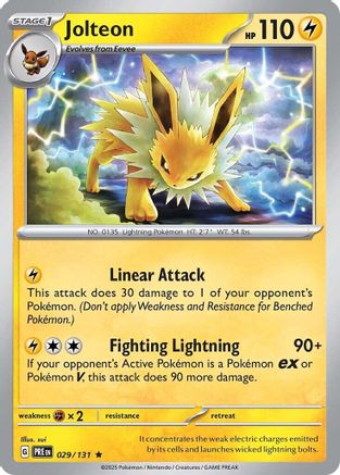 Jolteon 029/131  - Reverse Holofoil SV Prismatic Evolutions - Rare