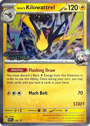 Iono's Kilowattrel - 182 (Prerelease) [Staff] 182 - SV Scarlet  Violet Promo Cards Holofoil