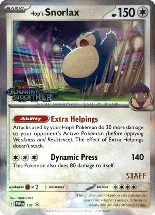 Hop's Snorlax - 184 (Prerelease) [Staff] 184 - SV Scarlet  Violet Promo Cards Holofoil