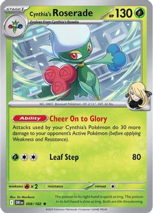 Cynthia's Roserade 008/182  - Holofoil SV10 Destined Rivals - Rare