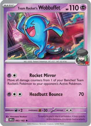 Team Rocket's Wobbuffet 082/182  - Reverse Holofoil SV10 Destined Rivals - Rare