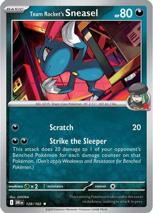Team Rocket's Sneasel 128/182  - Reverse Holofoil SV10 Destined Rivals - Rare