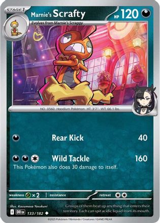 Marnie's Scrafty 133/182  - Reverse Holofoil SV10 Destined Rivals - Uncommon