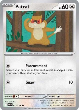 Patrat 072/086  - Reverse Holofoil SV White Flare - Common