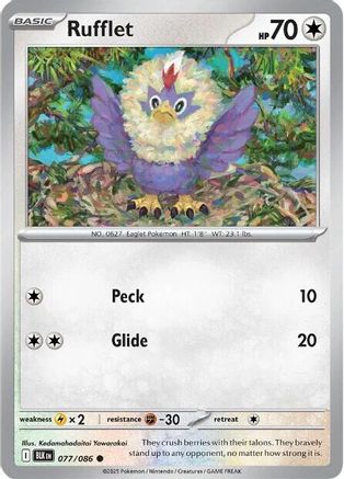 Rufflet 077/086  - Reverse Holofoil SV Black Bolt - Common