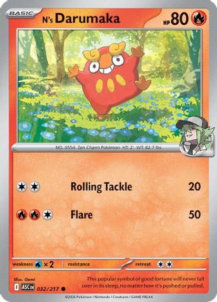 N's Darumaka 032  - Reverse Holofoil ME Ascended Heroes - Common