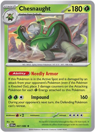 Chesnaught 007  - Holofoil ME04 Chaos Rising - Rare