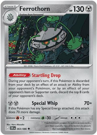 Ferrothorn 063  - Reverse Holofoil ME04 Chaos Rising - Uncommon