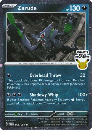 Zarude (What's Your Favorite Stamp) 056/084  - Holofoil Miscellaneous Cards & Products - Rare