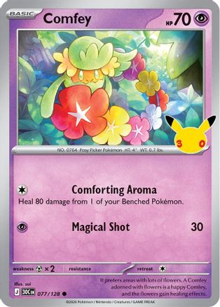 Comfey 077/128  - Holofoil ME 30th Celebration - common