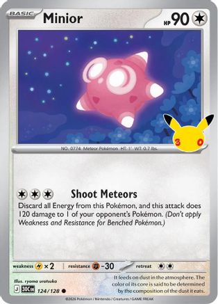 Minior 124/128  - Holofoil ME 30th Celebration - common