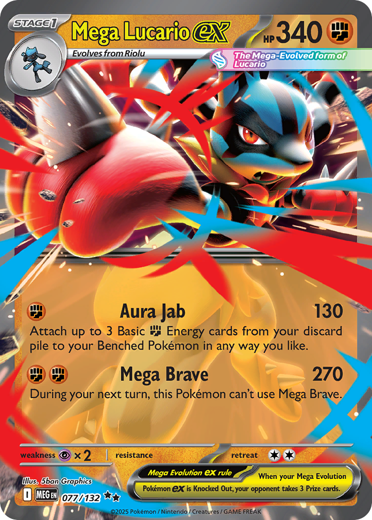 Mega Lucario ex - 077/132 - Double Rare