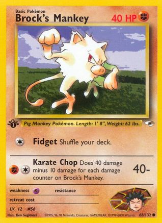 Brock's Mankey (68) 068/132  - 1st Edition Gym Heroes - Common