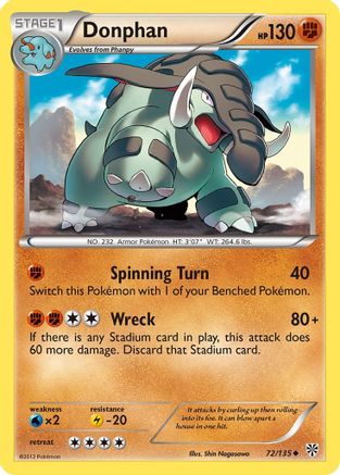 Donphan 072  - Reverse Holofoil Plasma Storm - Uncommon