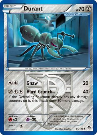 Durant (Team Plasma) (91) 091/135  - Reverse Holofoil Plasma Storm - Uncommon