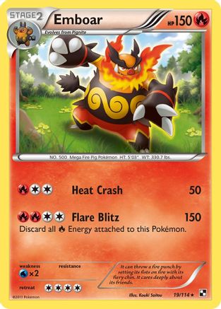Emboar (19) 019/114  - Reverse Holofoil Black and White - Holo Rare