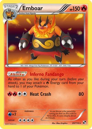 Emboar (20) 020/114  - Holofoil Black and White - Holo Rare