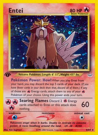 Entei (6) 006/64  - 1st Edition Holofoil Neo Revelation - Holo Rare