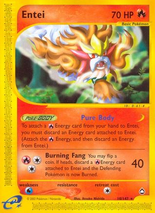 Entei 010  - Reverse Holofoil Aquapolis - Rare