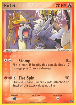 Entei 001  - Holofoil POP Series 2 - Rare