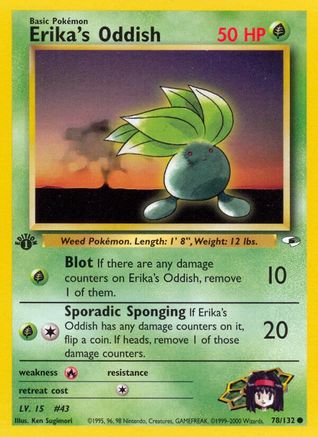Erika's Oddish (78) 078/132  - 1st Edition Gym Heroes - Common
