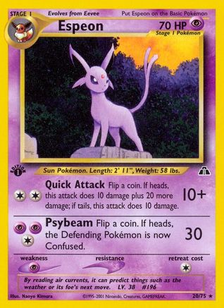 Espeon (20) 020/75  - 1st Edition Neo Discovery - Rare