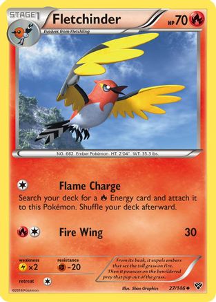 Fletchinder 027  - Reverse Holofoil XY Base Set - Uncommon
