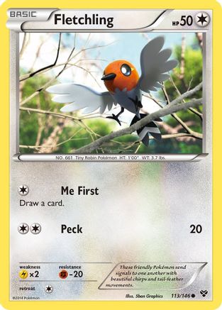 Fletchling 113  - Reverse Holofoil XY Base Set - Common