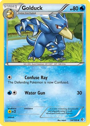 Golduck (34) 034  - Reverse Holofoil Boundaries Crossed - Uncommon
