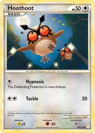 Hoothoot 066/123  - Reverse Holofoil HeartGold SoulSilver - Common