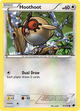 Hoothoot 091  - Reverse Holofoil Plasma Freeze - Common