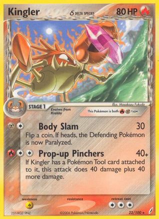 Kingler (Delta Species) 022/100  - Reverse Holofoil Crystal Guardians - Rare
