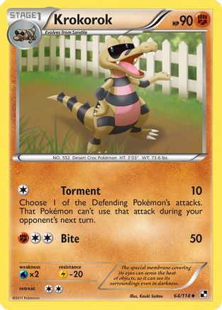 Krokorok 064  - Reverse Holofoil Black and White - Uncommon