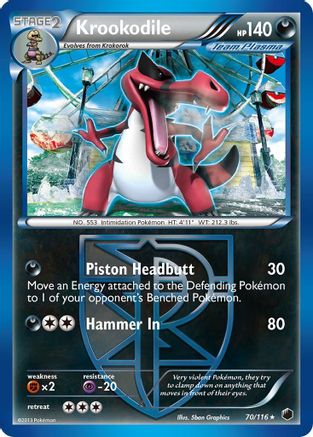 Krookodile (Team Plasma) 070  - Reverse Holofoil Plasma Freeze - Rare