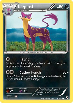 Liepard 067  - Reverse Holofoil Black and White - Rare
