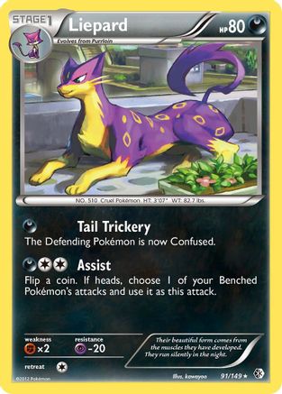 Liepard 091  - Reverse Holofoil Boundaries Crossed - Holo Rare