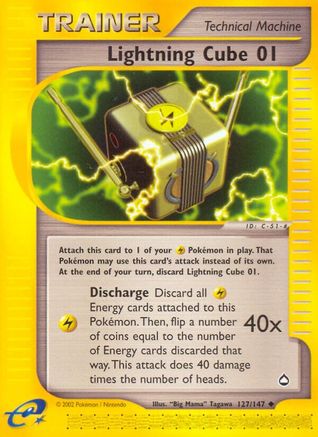 Lightning Cube 01 127  - Reverse Holofoil Aquapolis - Uncommon