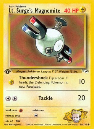 Lt. Surge's Magnemite (80) 080/132  - 1st Edition Gym Heroes - Common