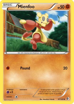 Mienfoo (87) 087  - Reverse Holofoil Boundaries Crossed - Uncommon