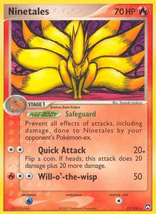 Ninetales 019/108  - Reverse Holofoil Power Keepers - Rare